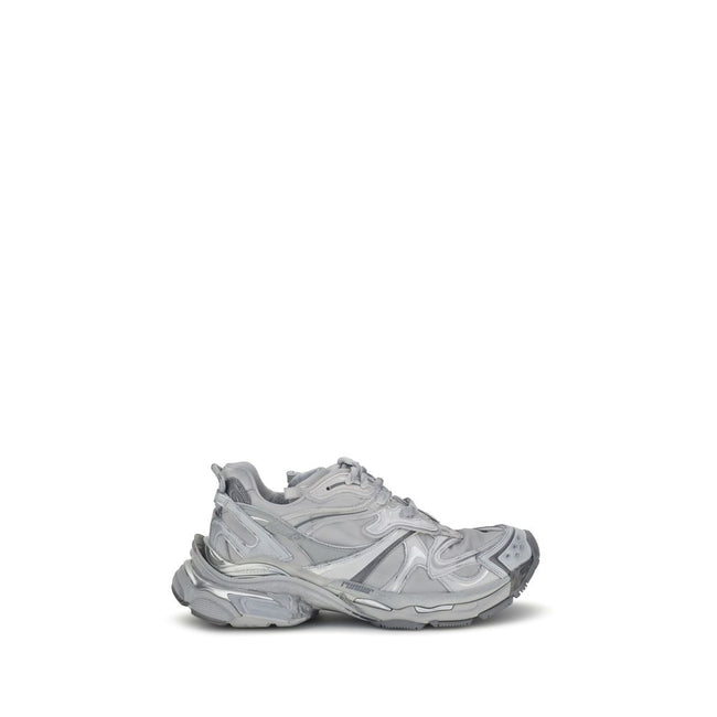 Gray Polyester Platform SneakersBalenciaga’s Runner 2 Sneakers feature a structured platform sole that lends height and comfort. The woven leather panel design is enhanced with neon details, adding a dynamic and modern touch. The front lace-up closure ens