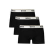 Black Cotton Men Boxer ShortIndulge in the epitome of comfort and style with Hugo Boss’ triple-pack of boxer shorts. Crafted for the modern man, each piece boasts a supportive elastic waistband adorned with the iconic logo, ensuring a secure and branded t