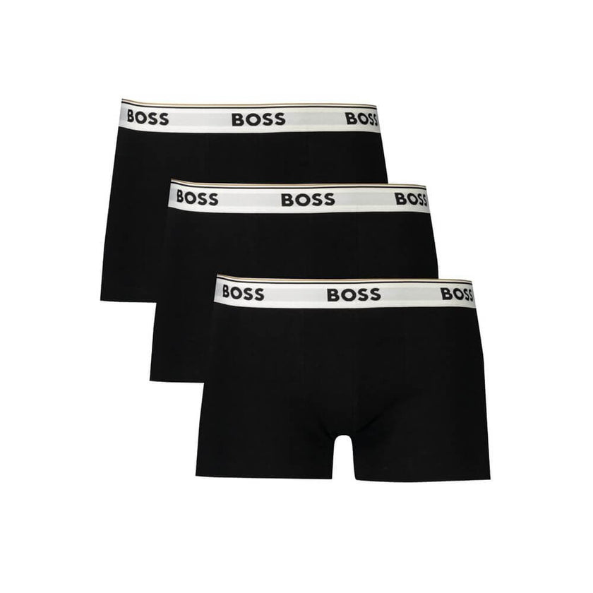 Black Cotton Men Boxer ShortIndulge in the epitome of comfort and style with Hugo Boss’ triple-pack of boxer shorts. Crafted for the modern man, each piece boasts a supportive elastic waistband adorned with the iconic logo, ensuring a secure and branded t