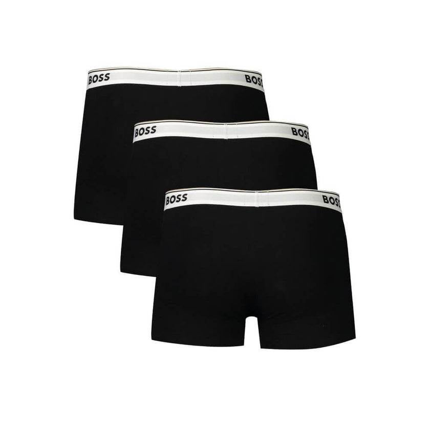 Black Cotton Men Boxer ShortIndulge in the epitome of comfort and style with Hugo Boss’ triple-pack of boxer shorts. Crafted for the modern man, each piece boasts a supportive elastic waistband adorned with the iconic logo, ensuring a secure and branded t