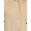 Beige Cotton ClothingWoolrich’s Corduroy Jacket combines comfort and functionality in an outdoor-inspired design. Equipped with a hood, it features a zipper front closure and snaps for added protection. Two buttoned welt side pockets offer practicality, w