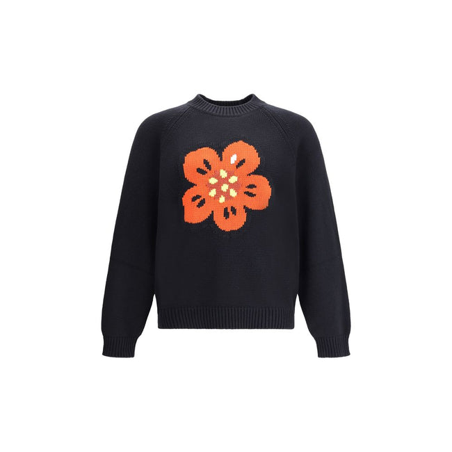 Black Cotton SweatshirtMade from a soft cotton blend, Kenzo’s Sweater features refined Boke Flower embroidery on the chest, the brand’s iconic symbol. The design features raglan sleeves that give a fluid and comfortable fit, while a ribbed crew neck, cuff