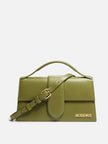 Le Grand Bambino Khaki BagJACQUEMUS Gorgeous brand new, 100% Authentic Jacquemus Le Grand Bambino Khaki Bag. Model: 213BA007-3100-560 Color: Khaki with Gold Hardware Material: Leather Bag with adjustable shoulder strap – Small handle – Removable shoulder