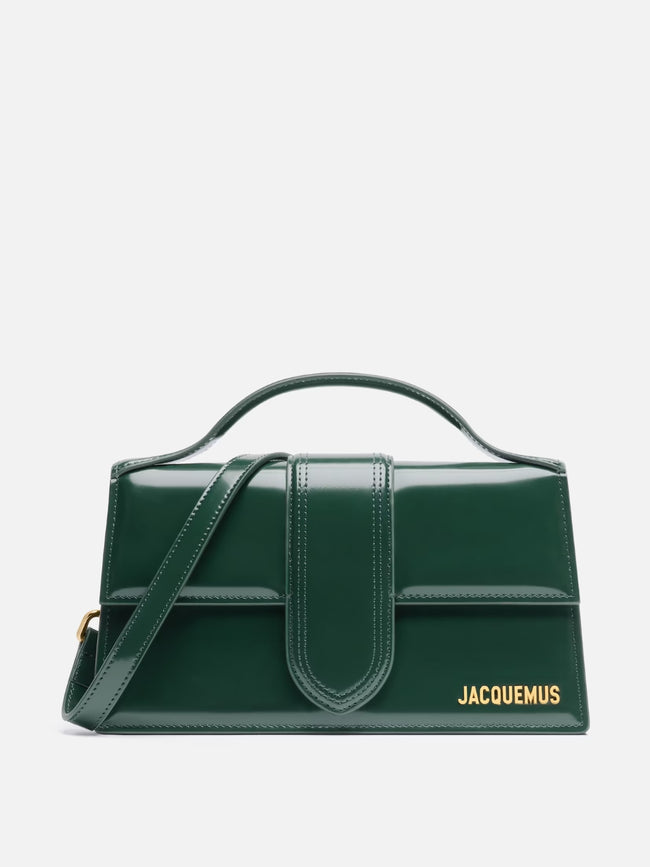 Le Grand Bambino Dark Green BagJACQUEMUS Gorgeous brand new, 100% Authentic Jacquemus Le Grand Bambino Drak Green Bag. Model: 213BA007-3128-590 Color: Dark Green with Gold Hardware Material: Leather Bag with adjustable shoulder strap – Small handle – Remo