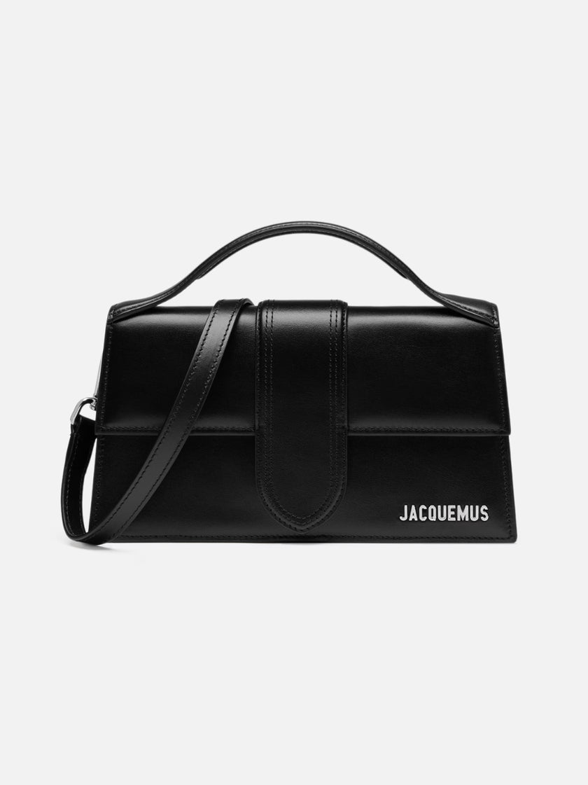 Le Grand Bambino Black BagJACQUEMUS Gorgeous brand new, 100% Authentic Jacquemus Le Grand Bambino Black Bag. Model: 213BA007-3000-99S Color: Black with Silver Hardware Material: Leather Bag with adjustable shoulder strap – Small handle – Removable shoulde