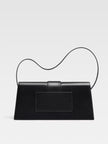 Le Bambino Long Black BagJACQUEMUS Gorgeous brand new, 100% Authentic Jacquemus Le Bambino Long Black Bag Model: 213BA007-3066-390 Color: Black with Gold Hardware – Leather shoulder bag – Magnetic flap closure – Thin, non-adjustable shoulder strap – Insid