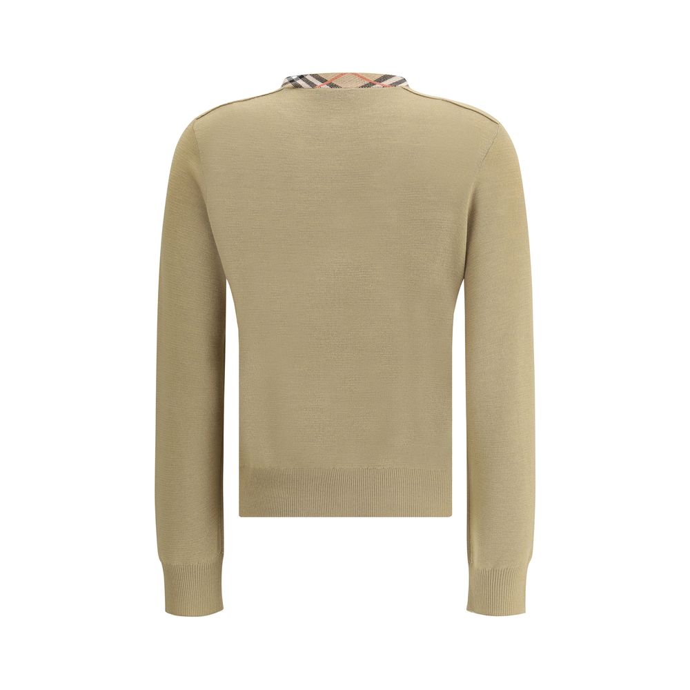 Brown Wool CardiganWool Cardigan by Burberry, embellished with refined detailing featuring the iconic Archivio Check pattern on the crew neck. The design features a front button closure, ribbed cuffs and hem ensuring a comfortable and structured fit. A ti