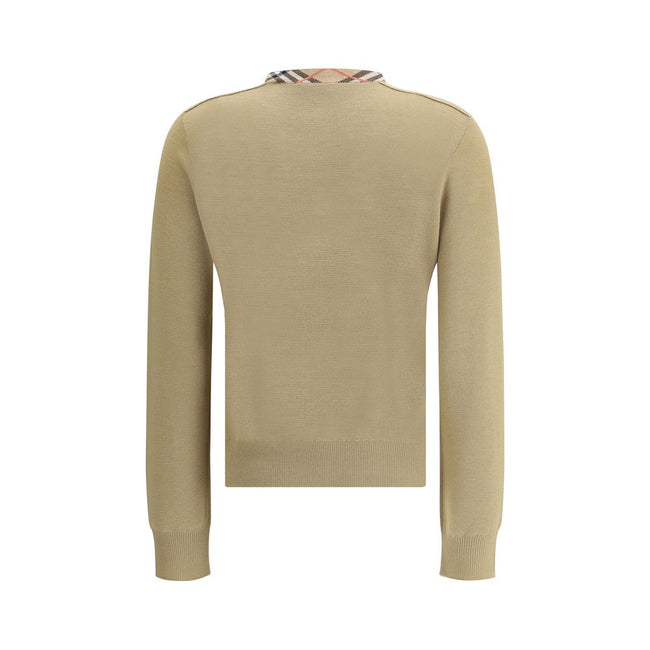 Brown Wool CardiganWool Cardigan by Burberry, embellished with refined detailing featuring the iconic Archivio Check pattern on the crew neck. The design features a front button closure, ribbed cuffs and hem ensuring a comfortable and structured fit. A ti