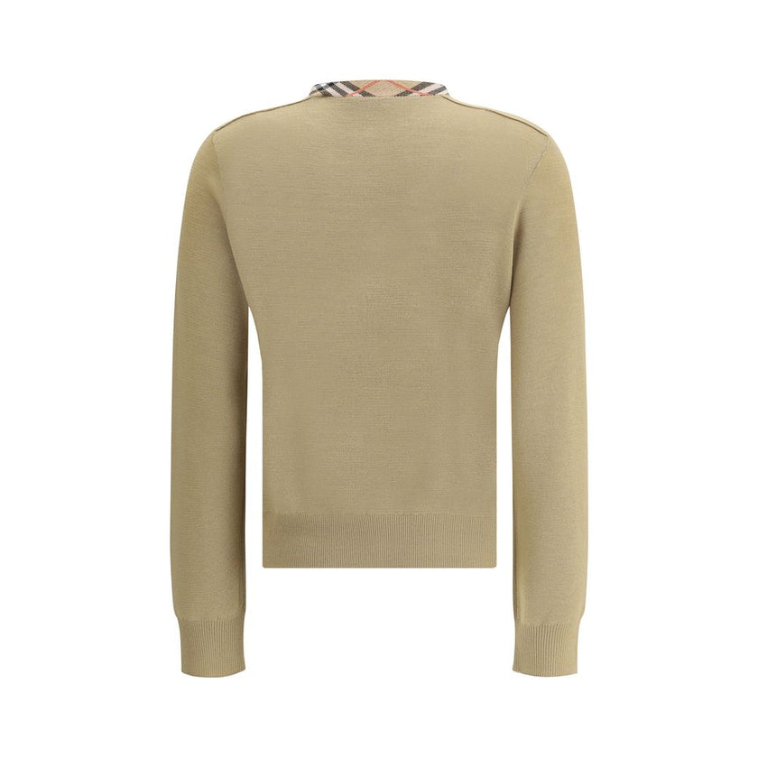 Brown Wool CardiganWool Cardigan by Burberry, embellished with refined detailing featuring the iconic Archivio Check pattern on the crew neck. The design features a front button closure, ribbed cuffs and hem ensuring a comfortable and structured fit. A ti