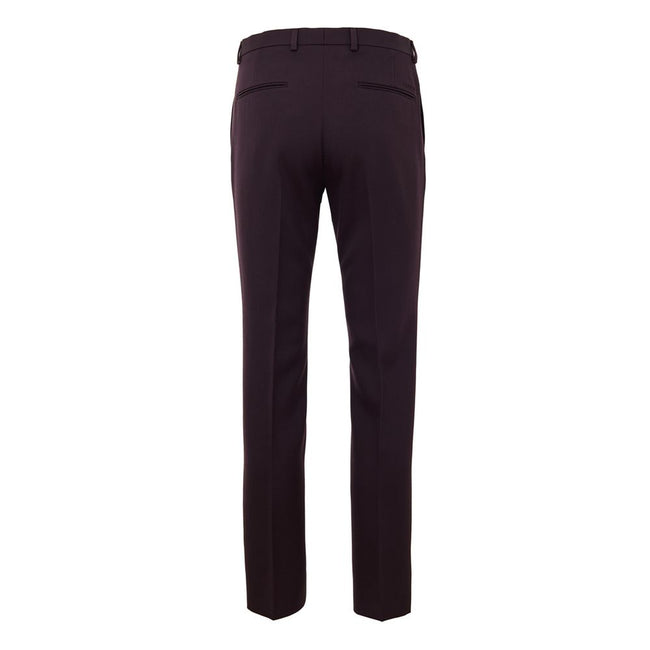 Bordeaux Wool Dress PantsBordeaux Tailored Trousers with Gucci Logo Embroidery. In dark burgundy, opening with hook and covered zip, two side welt pockets, two back pockets. Tone-on-tone embroidered logo above back pocket, straight leg. Composition: 100%