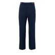 Blue Cotton Casual PantsBlue Tailored Trousers with Gucci Web Tape Detail. Opening with hook and covered zip, two side welt pockets, two back pockets closed with button, straight leg ankle length. At the waist web tape detail applied in green and red. Com