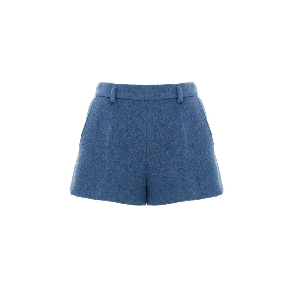 Blue Wool ShortsShorts Mixed Mohair Shorts in Blue Avio Gucci. Opening on the side with hidden zip and metal hook with logo, two side welt pockets, two back pockets, embroidered logo on the back. Inner lining Composition: 50% Wool, 28% Mohair, 22% Polyami