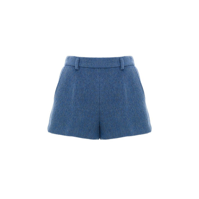 Blue Wool ShortsShorts Mixed Mohair Shorts in Blue Avio Gucci. Opening on the side with hidden zip and metal hook with logo, two side welt pockets, two back pockets, embroidered logo on the back. Inner lining Composition: 50% Wool, 28% Mohair, 22% Polyami