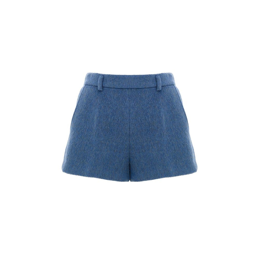 Blue Wool ShortsShorts Mixed Mohair Shorts in Blue Avio Gucci. Opening on the side with hidden zip and metal hook with logo, two side welt pockets, two back pockets, embroidered logo on the back. Inner lining Composition: 50% Wool, 28% Mohair, 22% Polyami