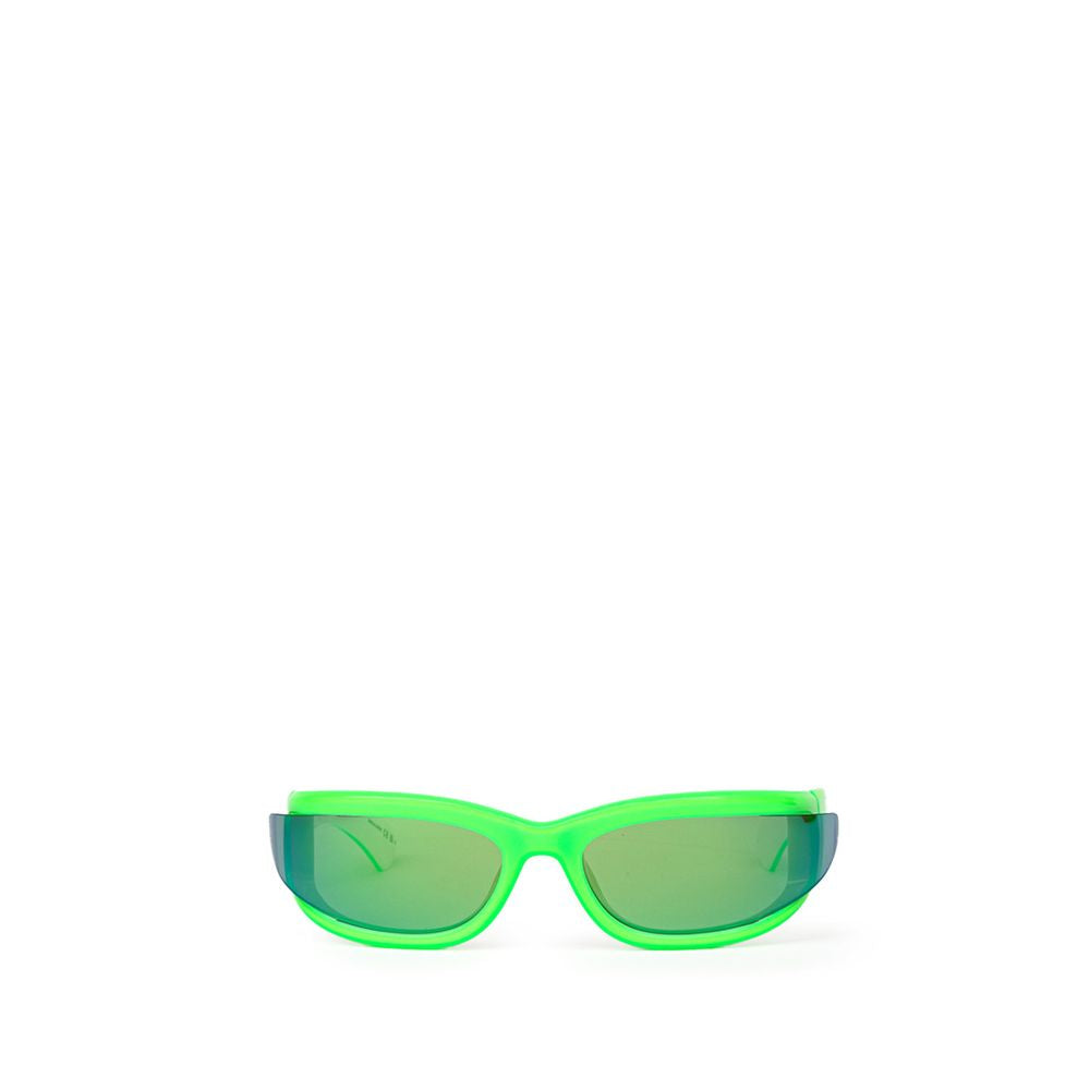 Green Acetate SunglassesAcetate Sunglasses Acid Green and White Bottega Veneta. Elongated sporty frame in two-tone white/acid green, blue mirrored lenses elongated on the sides, logo printed on the temple. Composition: Acetate Internal SKU: 25GIU73 Brand