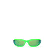 Green Acetate SunglassesAcetate Sunglasses Acid Green and White Bottega Veneta. Elongated sporty frame in two-tone white/acid green, blue mirrored lenses elongated on the sides, logo printed on the temple. Composition: Acetate Internal SKU: 25GIU73 Brand