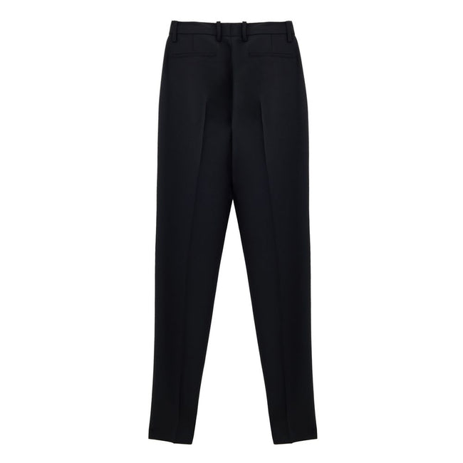Black Wool Dress PantsBlack Tailored Trousers with Gucci Metallic Detail. In black, straight fit, front fastening with hook and covered zip, two side welt pockets, two back pockets, straight leg and two internal slits on the bottom. On the sides at the wa