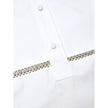 White Cotton BlouseWhite Cotton Poplin Blouse with Gucci Crystal Decorations. Front fastening with tone-on-tone fabric-covered buttons, round neckline, piqué panel, edge with crystal and bead details, rounded at the bottom Composition: 100% Cotton Interna
