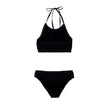 Black Polyamide BikiniTwo Piece Swimsuit in Black Mille Pieghe Bottega Veneta. In jersey with knitwear workmanship Top: Top band with elastic band on the bottom, fastening behind the neck with laces. Bottom: High-waisted culotte briefs, elastic waist. Com