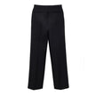 Black Cotton Casual PantsBlack Tailored Trousers in Gucci Technical Fabric. Opening with hook and covered zip, two side welt pockets, two back pockets, straight and wide leg with cropped cut. Composition: 84% Wool, 16% Silk Internal SKU: 25GIU177 Brand SK