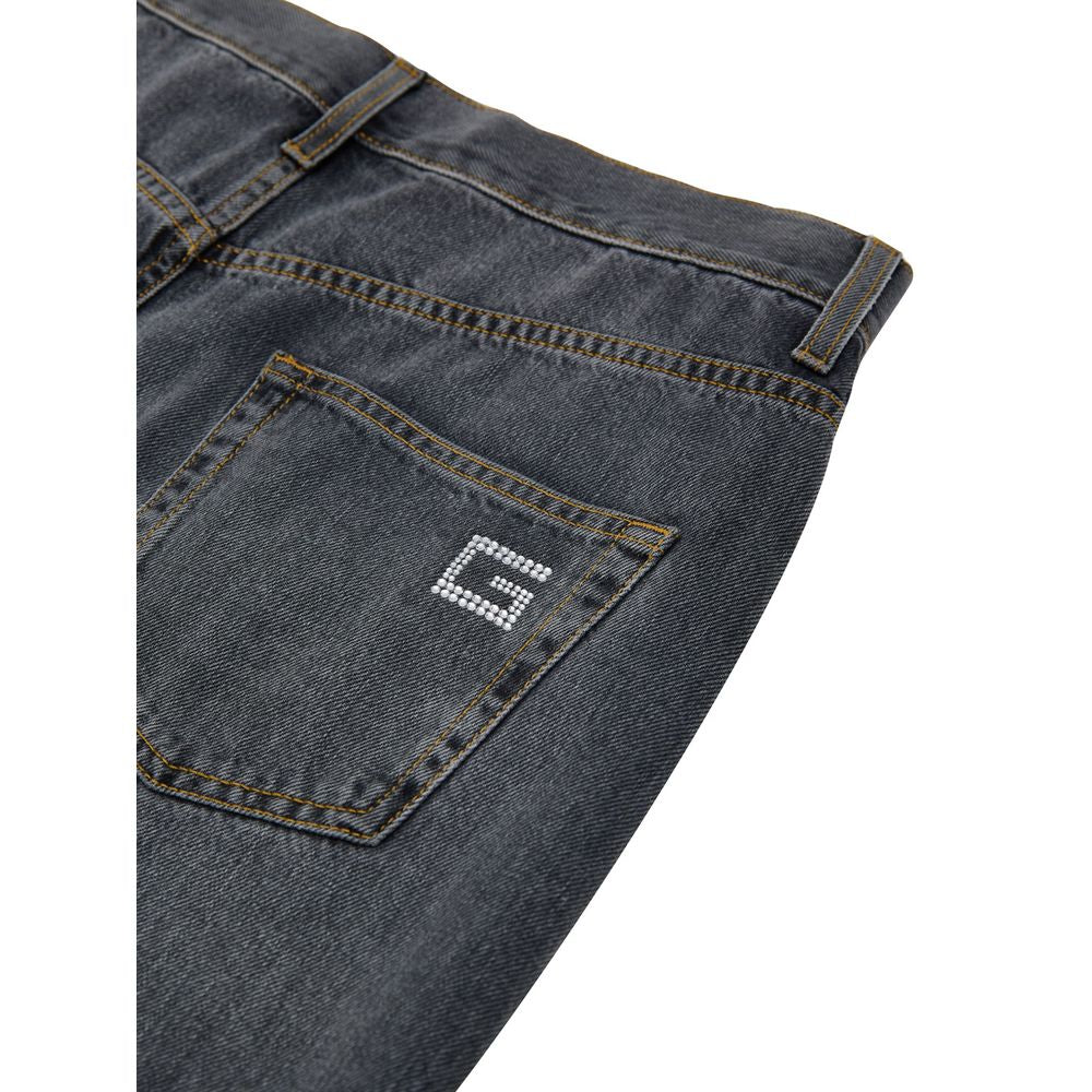 Gray Cotton Gucci Jeans with Crystal Logo