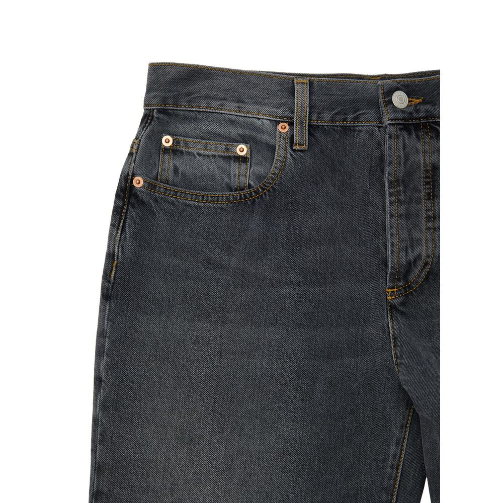 Gray Cotton Gucci Jeans with Crystal Logo