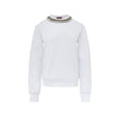 White Cotton SweatshirtWhite Sweatshirt with Jewel Neck Gucci. Round neckline, long sleeves, opening on the shoulder with hidden zip. Jewel neck detail with crystals applied as a necklace Composition: 100% Cotton Internal SKU: 25GIU208 Brand SKU: 791337XJ
