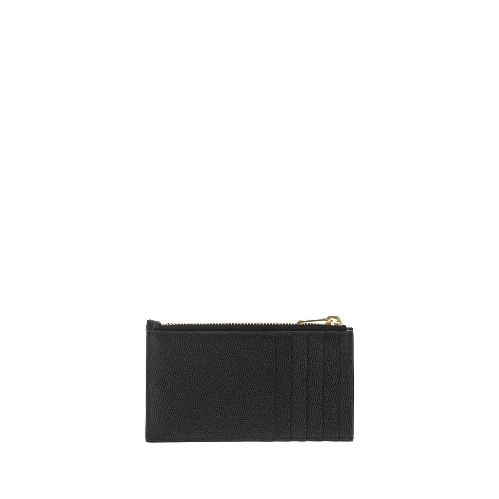 Card HolderCalfskin Card Holder by Saint Laurent, zipper closure on top, contrasting iconic YSL logo plaque on front, card slot on back. Season: AW25 Dimension: 13×13 Composition: GENERAL 100% Calf Leather Bos Taurus MADE IN ITALYCard Holder${tagsSaint La