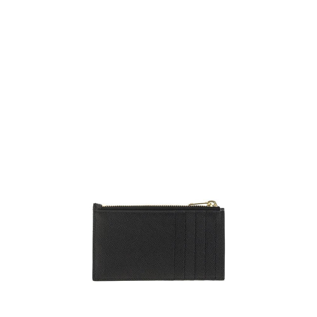 Card HolderCalfskin Card Holder by Saint Laurent, zipper closure on top, contrasting iconic YSL logo plaque on front, card slot on back. Season: AW25 Dimension: 13×13 Composition: GENERAL 100% Calf Leather Bos Taurus MADE IN ITALYCard Holder${tagsSaint La
