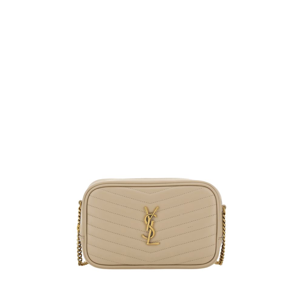 Beige Calf Leather Bos Taurus Shoulder BagThe Lou leather Shoulder Bag by Saint Laurent is an elegant and versatile accessory, featuring an all-over quilted and padded design that enhances its sophisticated texture. The chain shoulder strap adds a glamoro