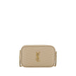 Beige Calf Leather Bos Taurus Shoulder BagThe Lou leather Shoulder Bag by Saint Laurent is an elegant and versatile accessory, featuring an all-over quilted and padded design that enhances its sophisticated texture. The chain shoulder strap adds a glamoro