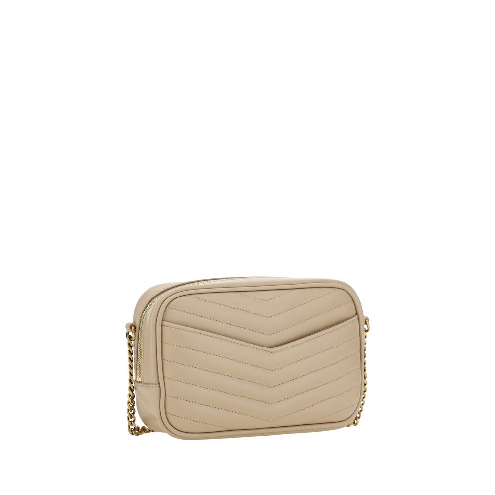 Beige Calf Leather Bos Taurus Shoulder BagThe Lou leather Shoulder Bag by Saint Laurent is an elegant and versatile accessory, featuring an all-over quilted and padded design that enhances its sophisticated texture. The chain shoulder strap adds a glamoro
