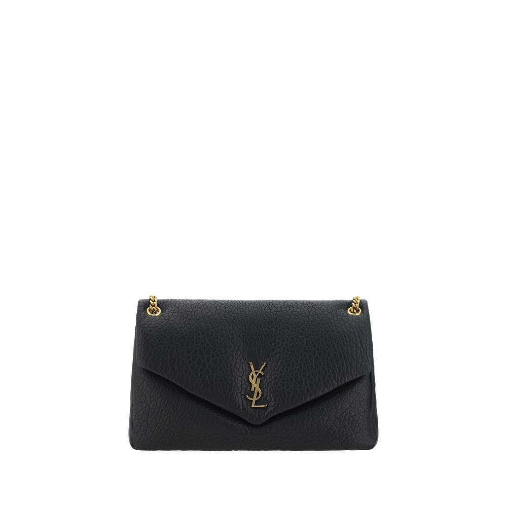 Black Lamb Ovis Aries Aries Shoulder BagThe lambskin Calypso Shoulder Bag by Saint Laurent is an elegant and contemporary accessory. Featuring a magnetic flap closure on the front, it is embellished with a three-dimensional plaque with the brand’s iconic