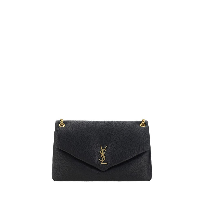 Black Lamb Ovis Aries Aries Shoulder BagThe lambskin Calypso Shoulder Bag by Saint Laurent is an elegant and contemporary accessory. Featuring a magnetic flap closure on the front, it is embellished with a three-dimensional plaque with the brand’s iconic