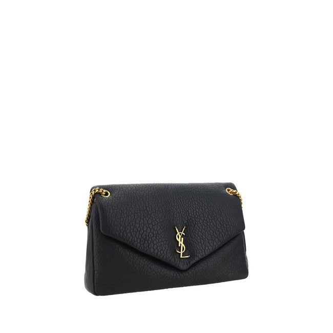 Black Lamb Ovis Aries Aries Shoulder BagThe lambskin Calypso Shoulder Bag by Saint Laurent is an elegant and contemporary accessory. Featuring a magnetic flap closure on the front, it is embellished with a three-dimensional plaque with the brand’s iconic