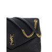 Black Lamb Ovis Aries Aries Shoulder BagThe lambskin Calypso Shoulder Bag by Saint Laurent is an elegant and contemporary accessory. Featuring a magnetic flap closure on the front, it is embellished with a three-dimensional plaque with the brand’s iconic