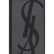 Gray Silk ScarfSaint Laurent’s Cassandre Scarf is made of pure silk and embellished with the iconic contrasting YSL logo. Featuring frayed hems, it has an elongated and elegant format (50 x 215 cm), ideal for adding a distinctive touch to any look. Season