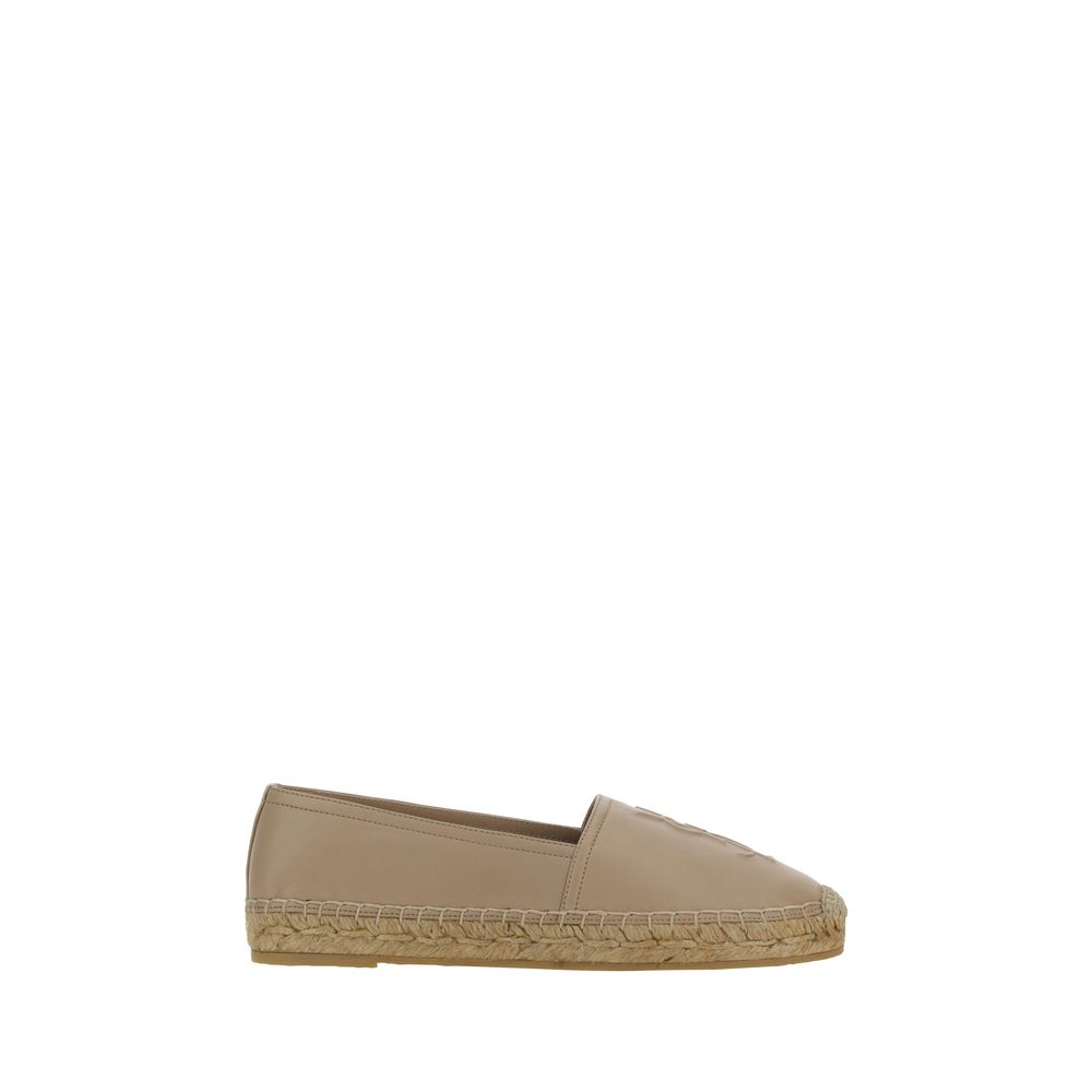 Brown Lamb Ovis Aries Aries EspadrillesLambskin Espadrilles by Saint Laurent, flat sole with rope detail, elongated toe, slip-on style, iconic brand monogram tone-on-tone press-stamped on front, contrasting logo insole. Season: AW25 Composition: UPPER 100
