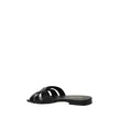Black Calf Leather Bos Taurus Flat SandalsCalfskin Sandals by Saint Laurent, open square toe, braided design at front, press-studded logo insole, slight leather block heel. Season: AW25 Composition: UPPER 100% Calf Leather Bos Taurus SOLE 100% Calf Leathe