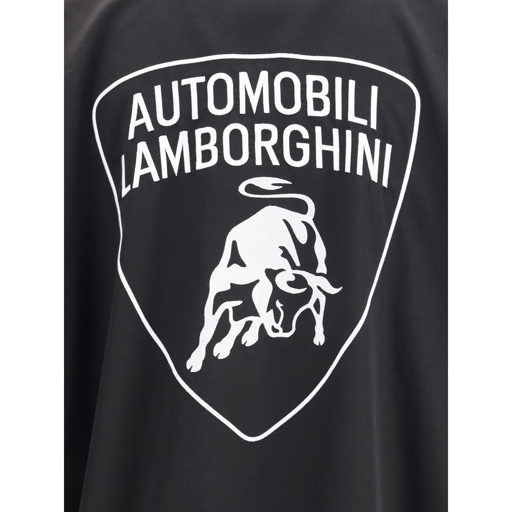 Black Polyester Shell JacketWaterproof Jacket by Balenciaga, featuring a functional and modern design. It features a high collar and a double-slider front zipper closure for protection and versatility. Equipped with two side welt pockets with zipper closu