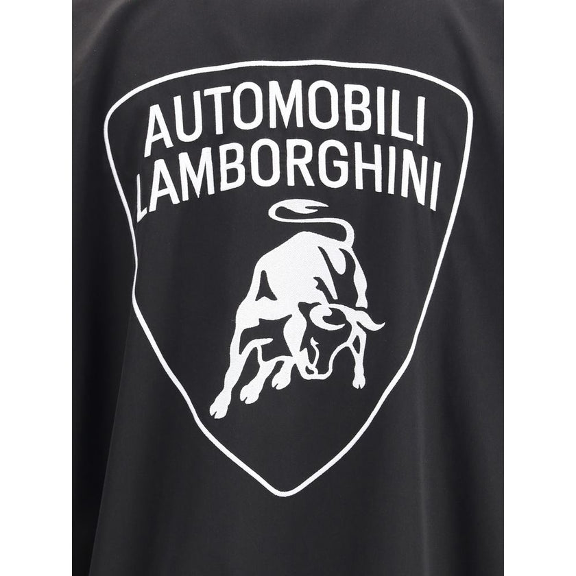 Black Polyester Shell JacketWaterproof Jacket by Balenciaga, featuring a functional and modern design. It features a high collar and a double-slider front zipper closure for protection and versatility. Equipped with two side welt pockets with zipper closu