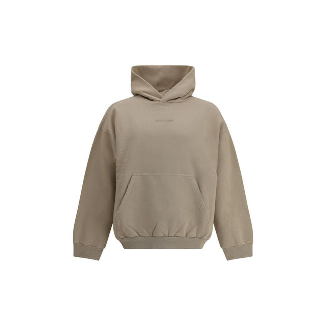 Beige Cotton SweatshirtCotton Hoodie by Balenciaga features a patch pouch pocket on the front and the iconic tone-on-tone embroidered monogram, lending a touch of understated sophistication. Ribbed cuffs and hem ensure a snug and comfortable fit. The vint