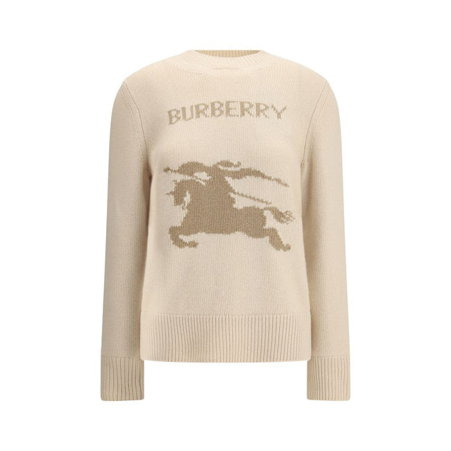 Beige Wool Cashmere SweaterBurberry’s Wool Sweater combines comfort and style thanks to its cashmere and heavy wool fabrication, with a regular fit that ensures comfort. Knit, the garment features the distinctive logo along with the famous Equestrian Knig
