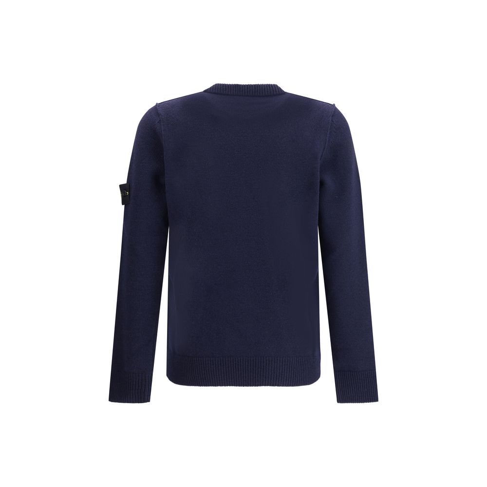 Logoed SweaterWool Sweater by Stone Island featuring a ribbed crew neck, a logo patch applied to the left sleeve and ribbed trim at the cuffs and hem. The monochrome design enhances the clean lines of the garment, perfect for a casual yet polished look. S