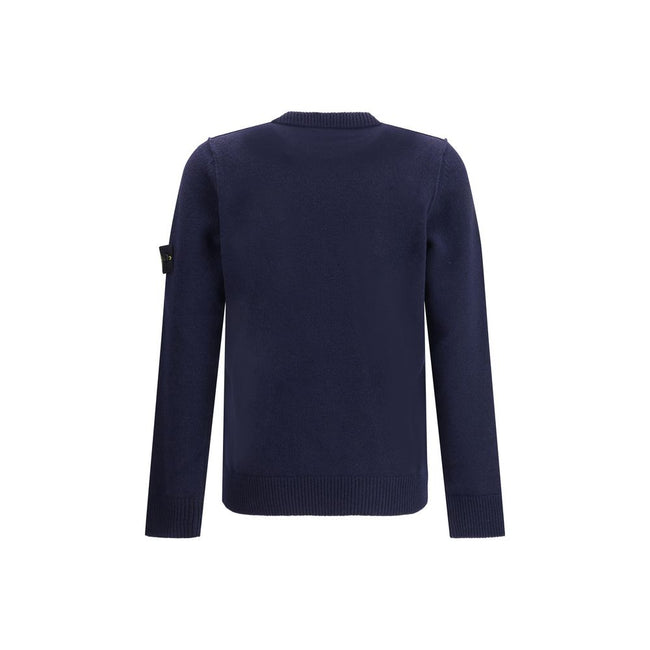 Logoed SweaterWool Sweater by Stone Island featuring a ribbed crew neck, a logo patch applied to the left sleeve and ribbed trim at the cuffs and hem. The monochrome design enhances the clean lines of the garment, perfect for a casual yet polished look. S