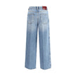Light Blue Cotton Jeans DenimGucci’s wide leg Jeans feature a faded effect and light wash that give a vintage yet modern allure. With a high waist and belt loops, they offer a comfortable and defined fit. The button and zipper closure ensures practicality