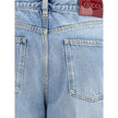 Light Blue Cotton Jeans DenimGucci’s wide leg Jeans feature a faded effect and light wash that give a vintage yet modern allure. With a high waist and belt loops, they offer a comfortable and defined fit. The button and zipper closure ensures practicality