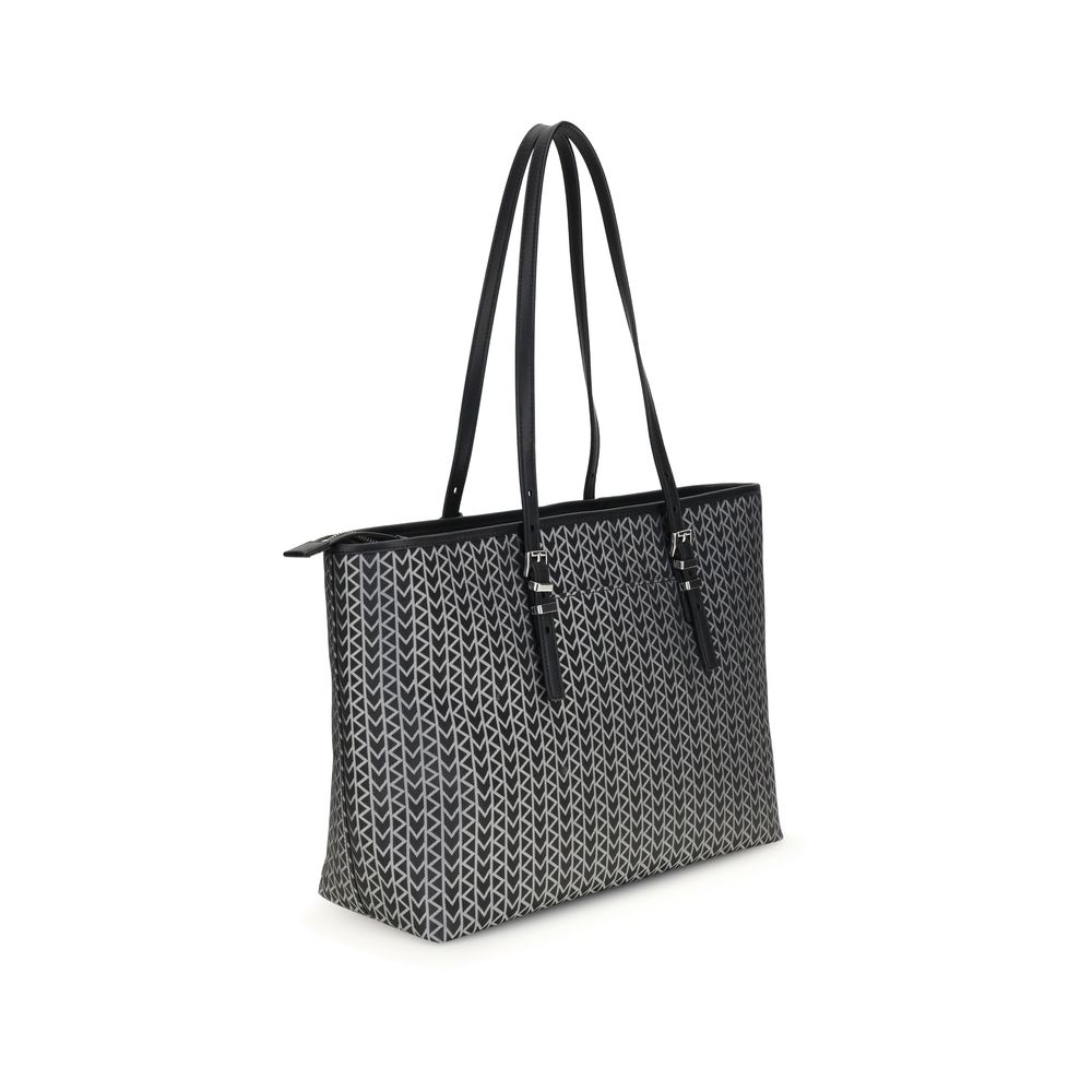 Black Polyester Shoulder BagThe Quinn large jacquard logo Tote Bag by Michael Kors combines style and functionality in a versatile design. Featuring wide adjustable leather shoulder straps, it offers a spacious interior ideal for elegantly tackling every