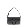 Black Calf Leather Bos Taurus Shoulder BagThe Colby medium Shoulder Bag by Michael Kors features an elegant rectangular silhouette enhanced by a bold buckle. Made of soft leather, it is perfect for carrying under the arm thanks to its flat handle. The fla