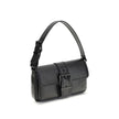 Black Calf Leather Bos Taurus Shoulder BagThe Colby medium Shoulder Bag by Michael Kors features an elegant rectangular silhouette enhanced by a bold buckle. Made of soft leather, it is perfect for carrying under the arm thanks to its flat handle. The fla
